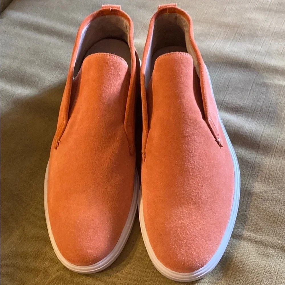 Vibrant Orange Suede Ankle Sneakers